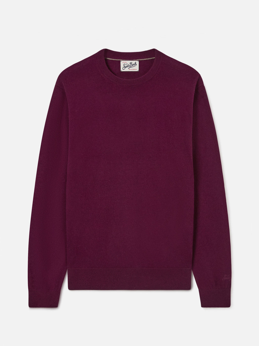 Maglia girocollo Regent bordeaux in misto lana merino e cashmere