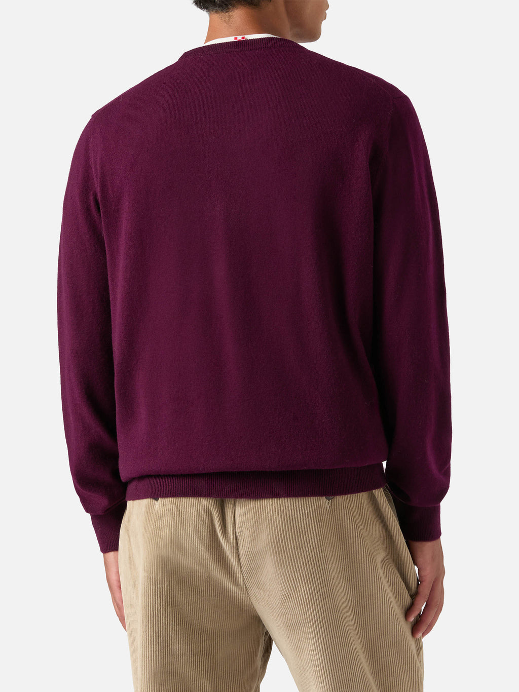 Maglia girocollo Regent bordeaux in misto lana merino e cashmere