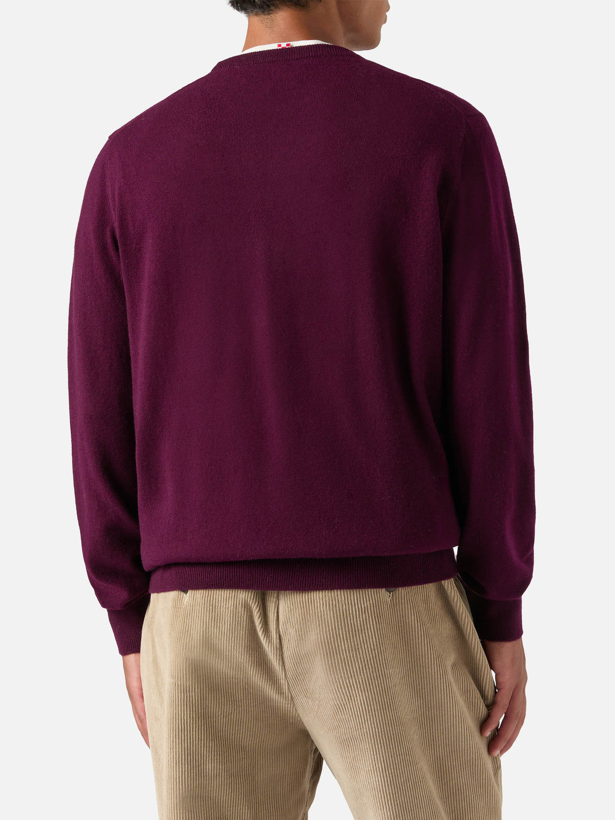 Maglia girocollo Regent bordeaux in misto lana merino e cashmere