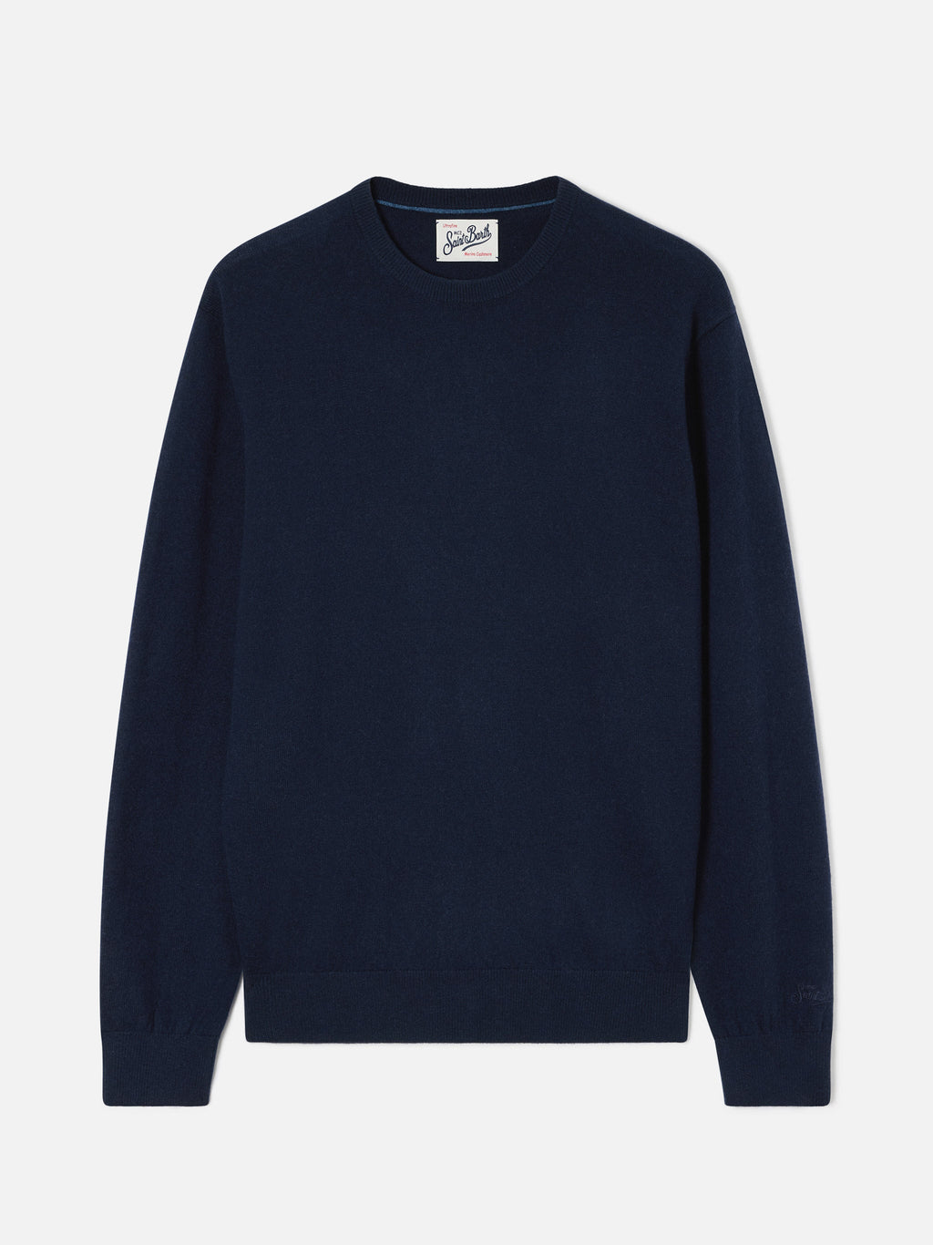 Maglia girocollo Regent blu navy in misto lana merino e cashmere