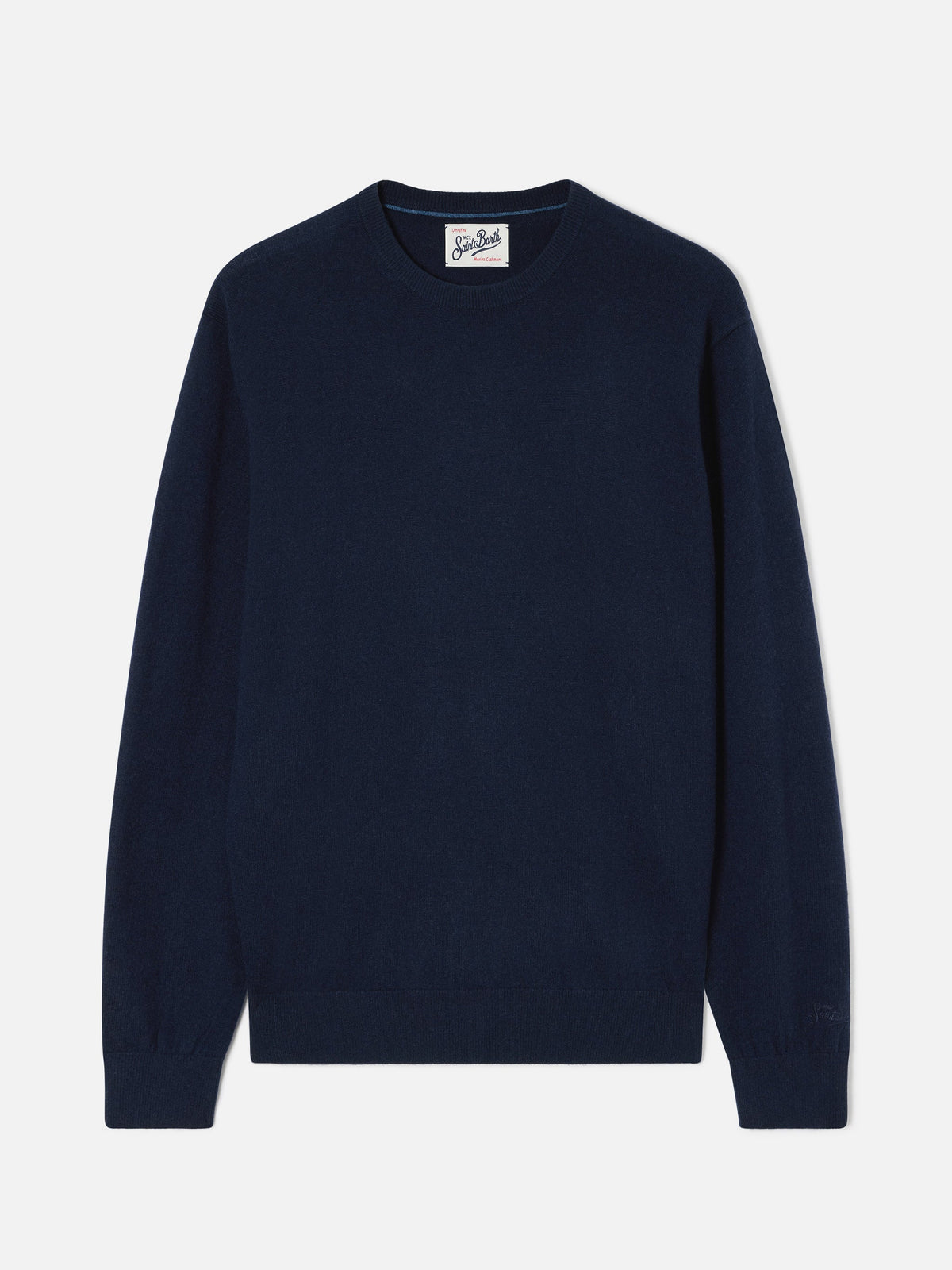 Maglia girocollo Regent blu navy in misto lana merino e cashmere