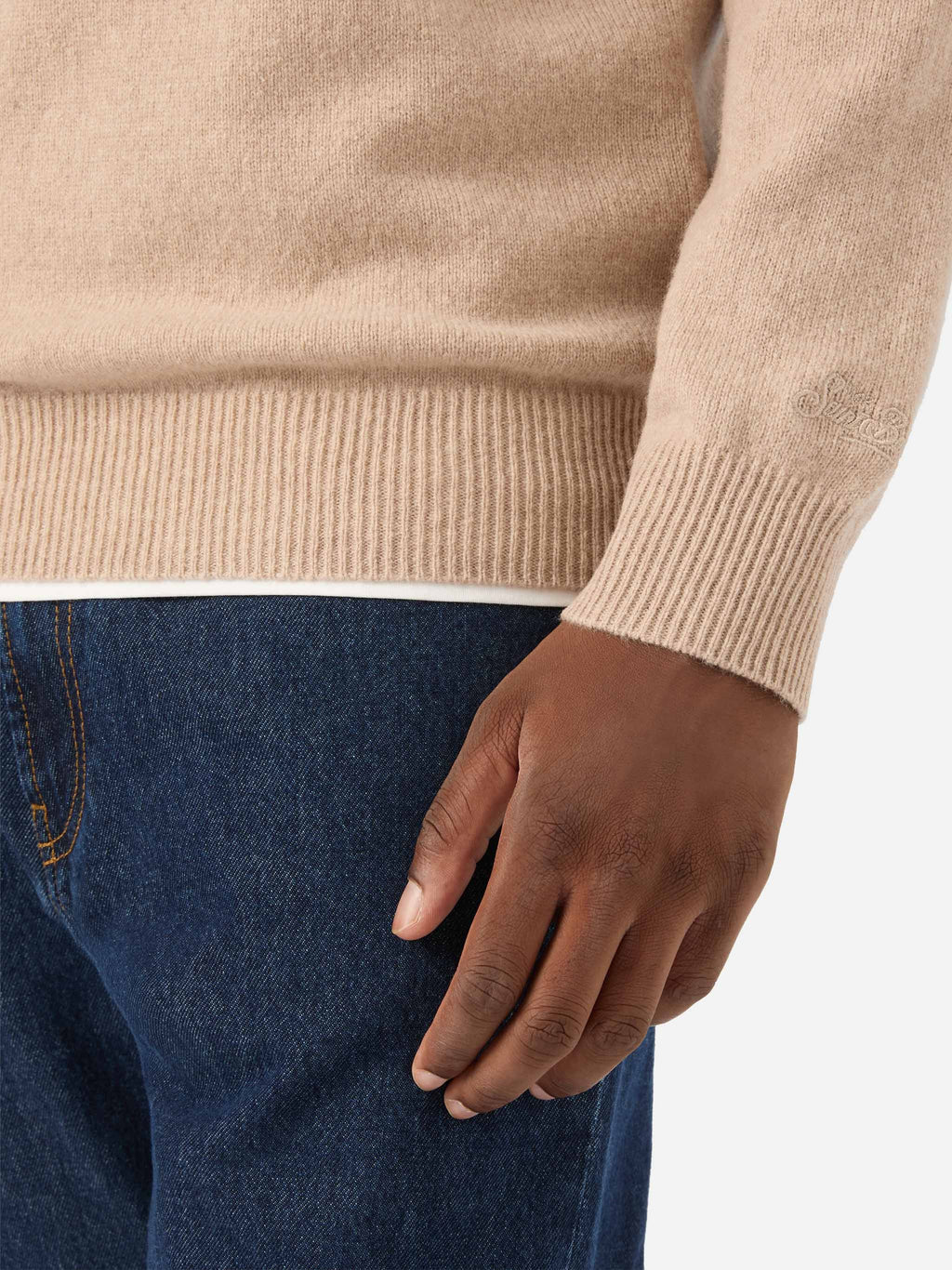 Maglia girocollo Regent beige in lambswool