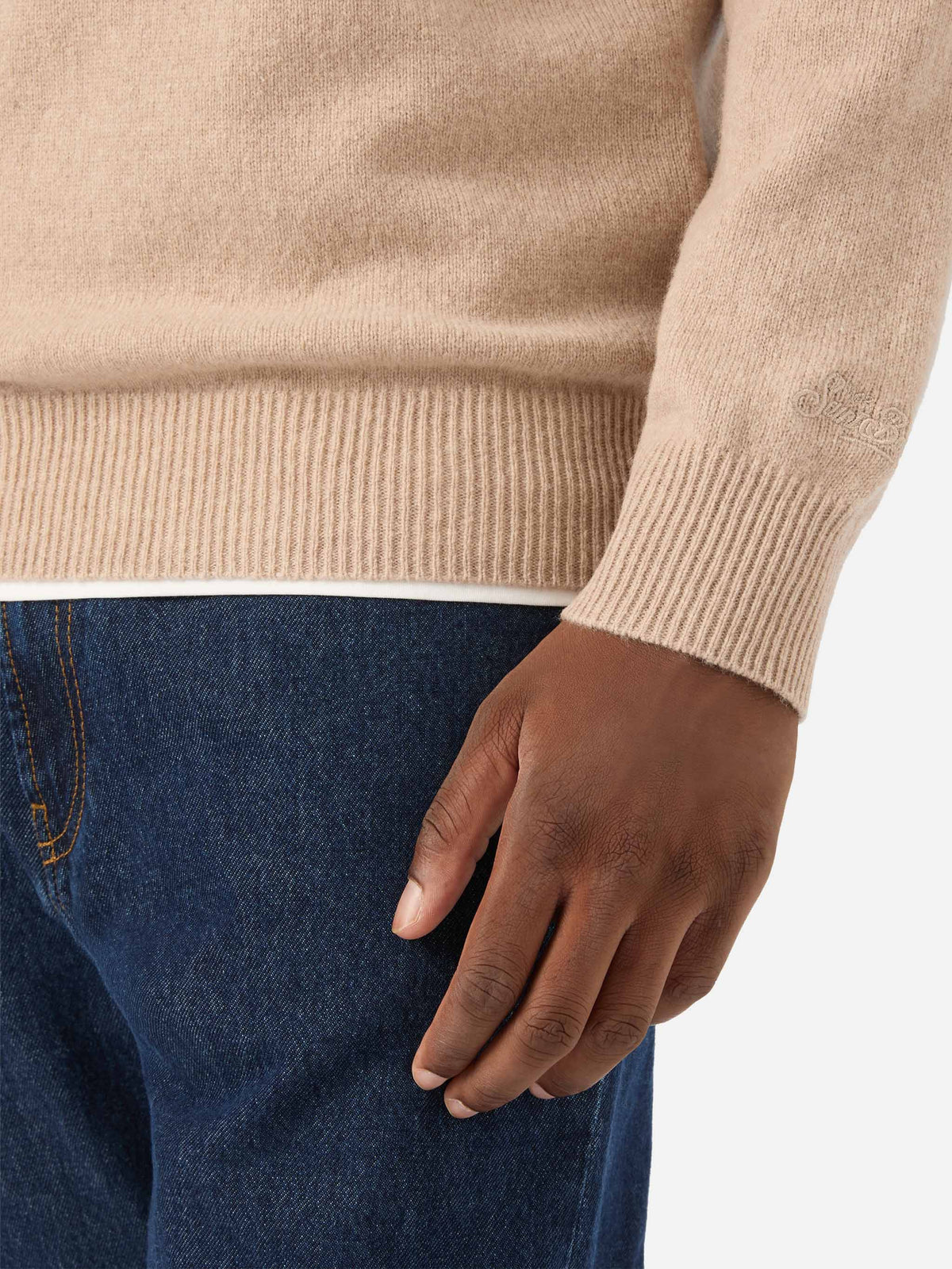 Maglia girocollo Regent beige in lambswool