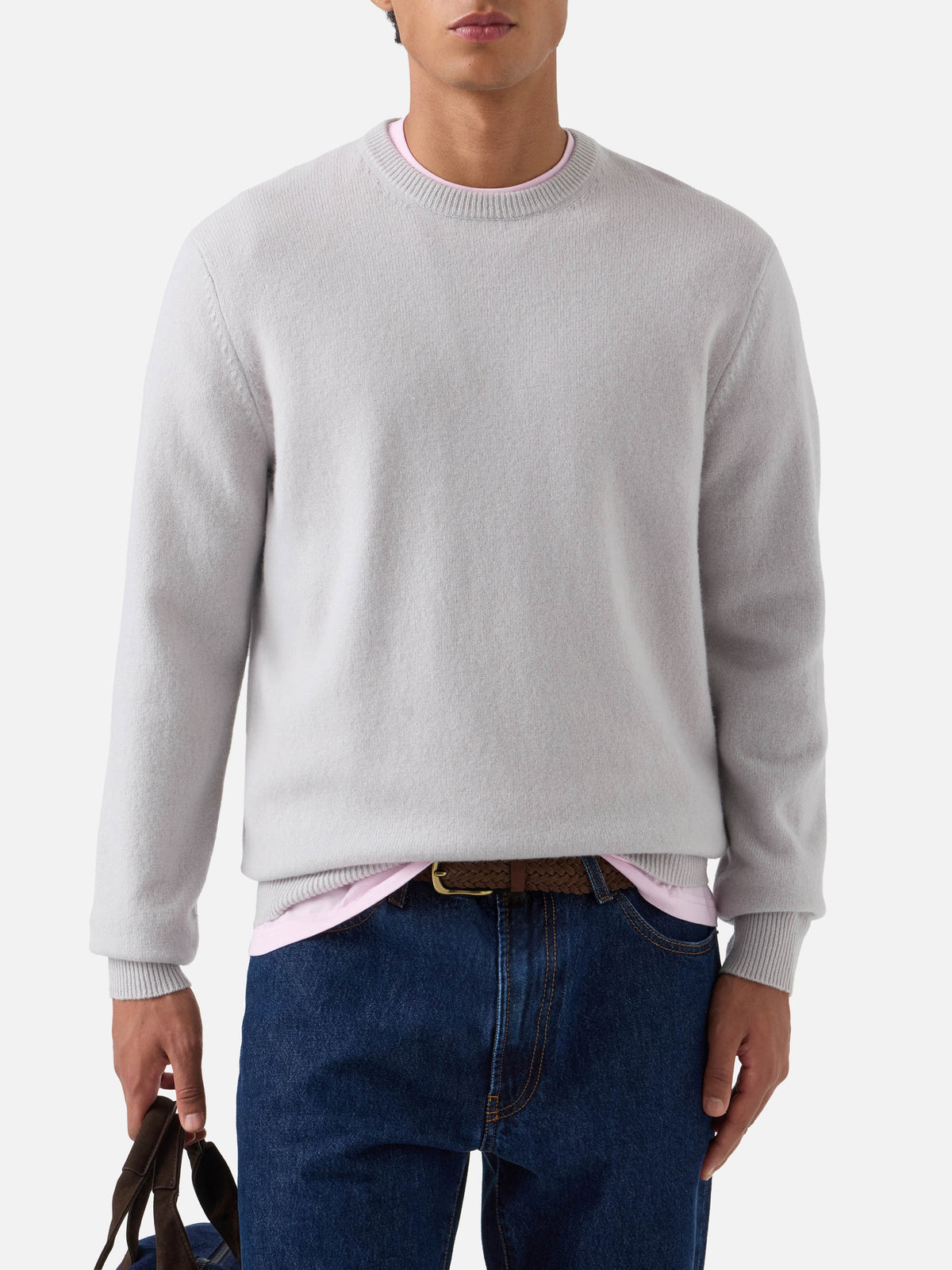 Maglia girocollo Regent grigia in lambswool