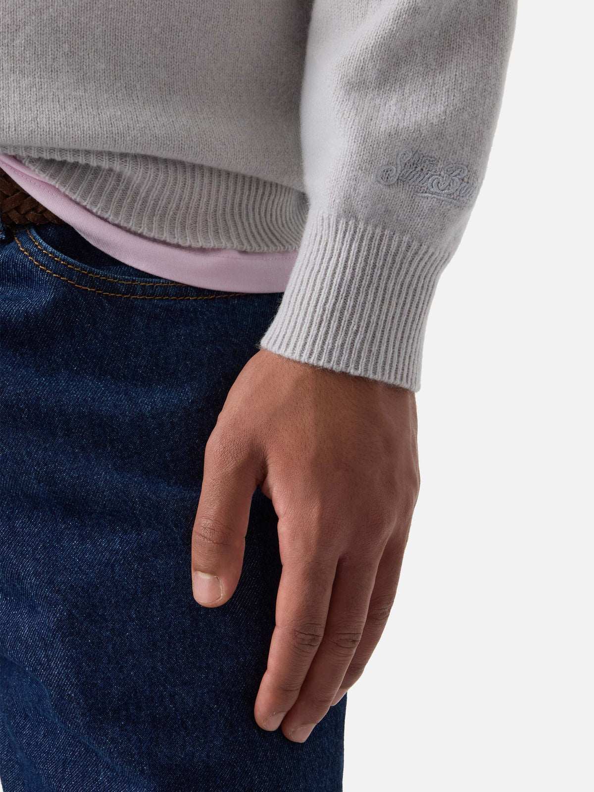 Maglia girocollo Regent grigia in lambswool