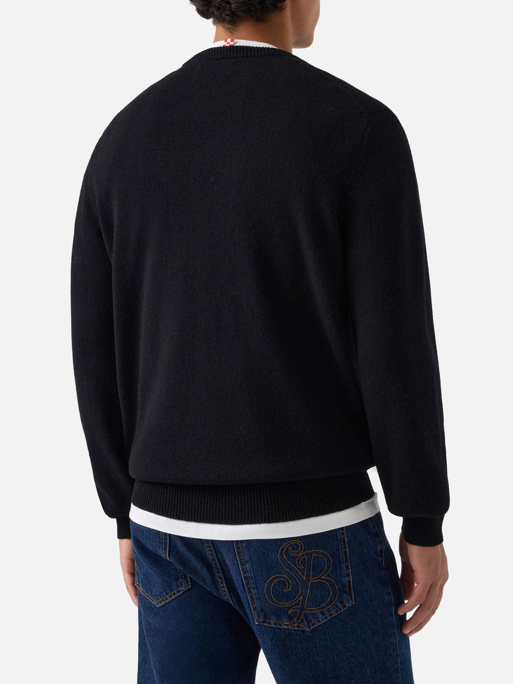 Maglia girocollo Regent nera in lambswool