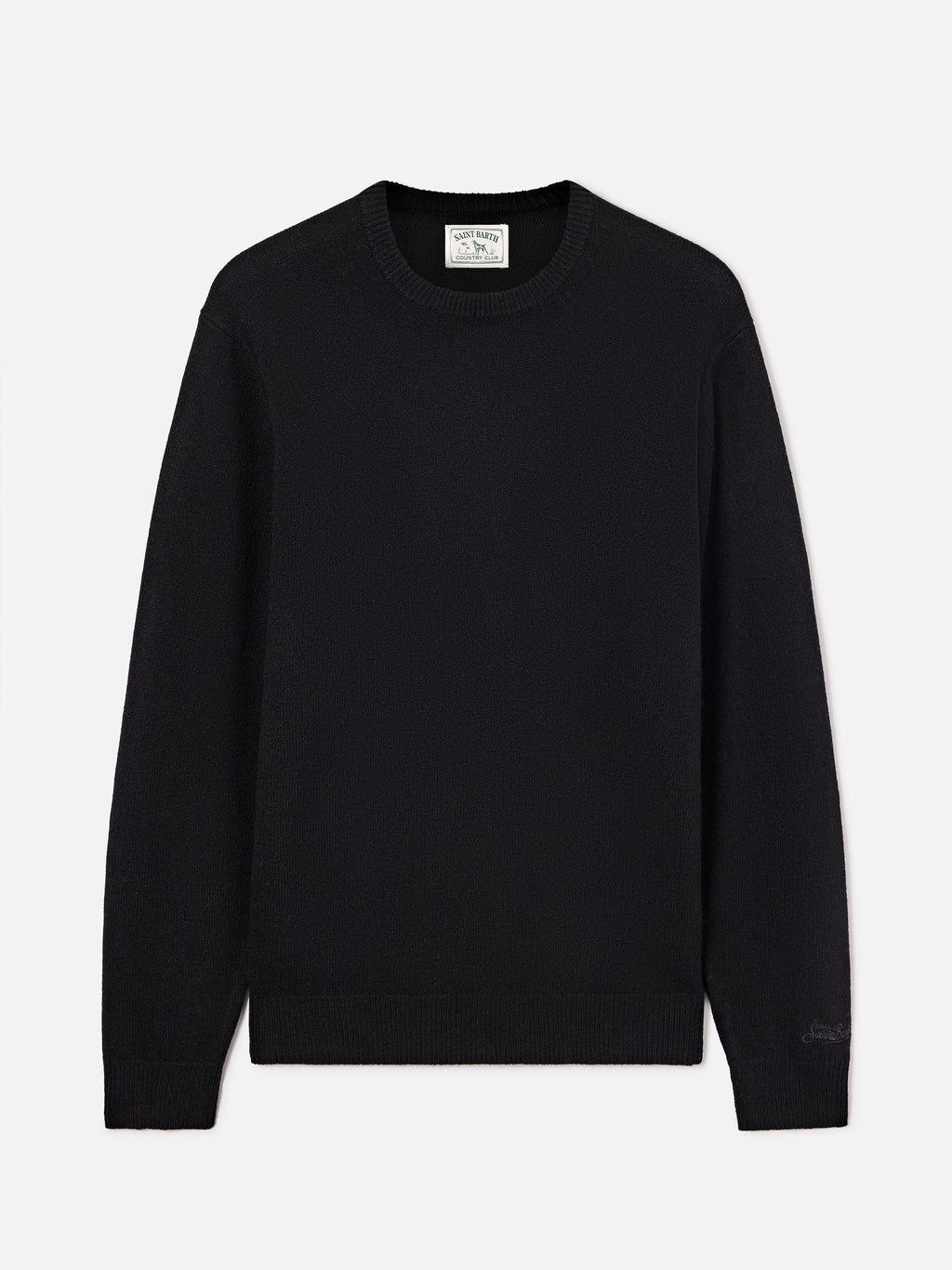 Maglia girocollo Regent nera in lambswool