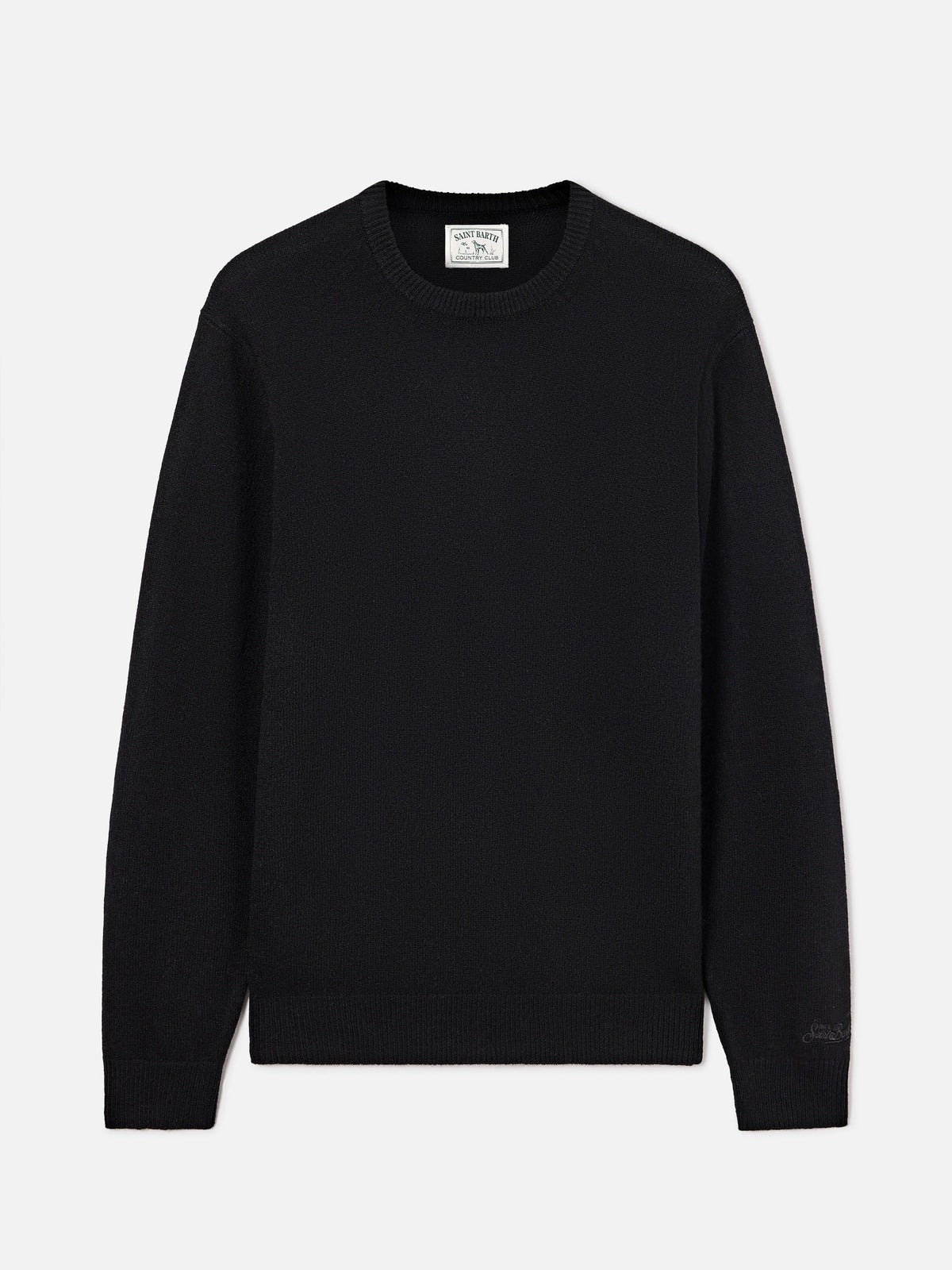 Maglia girocollo Regent nera in lambswool