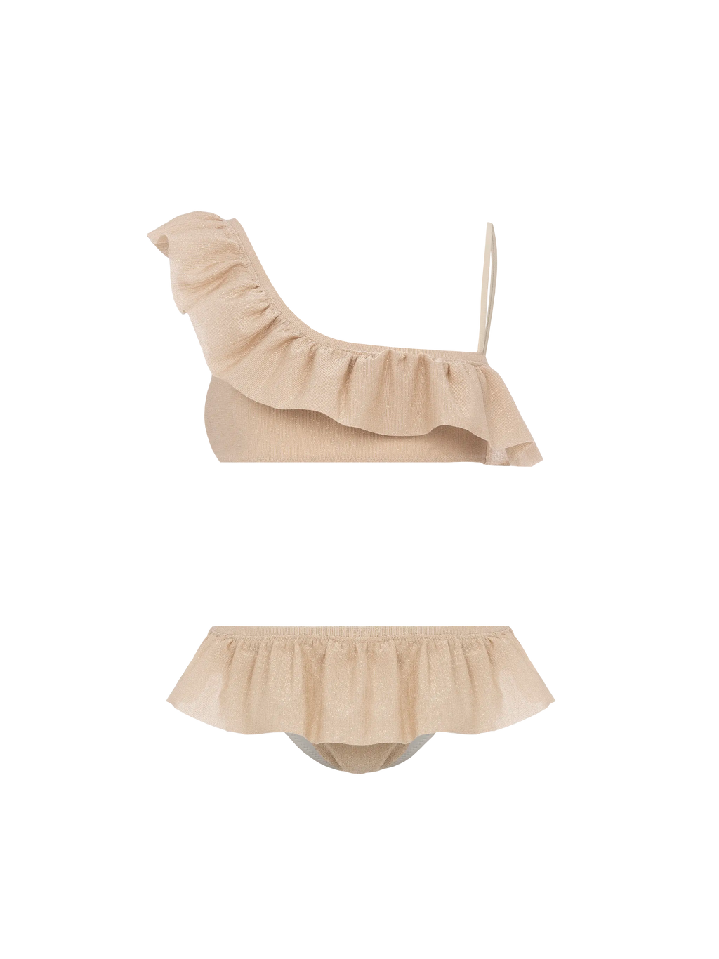 Bikini monospalla Rey in lurex con volant