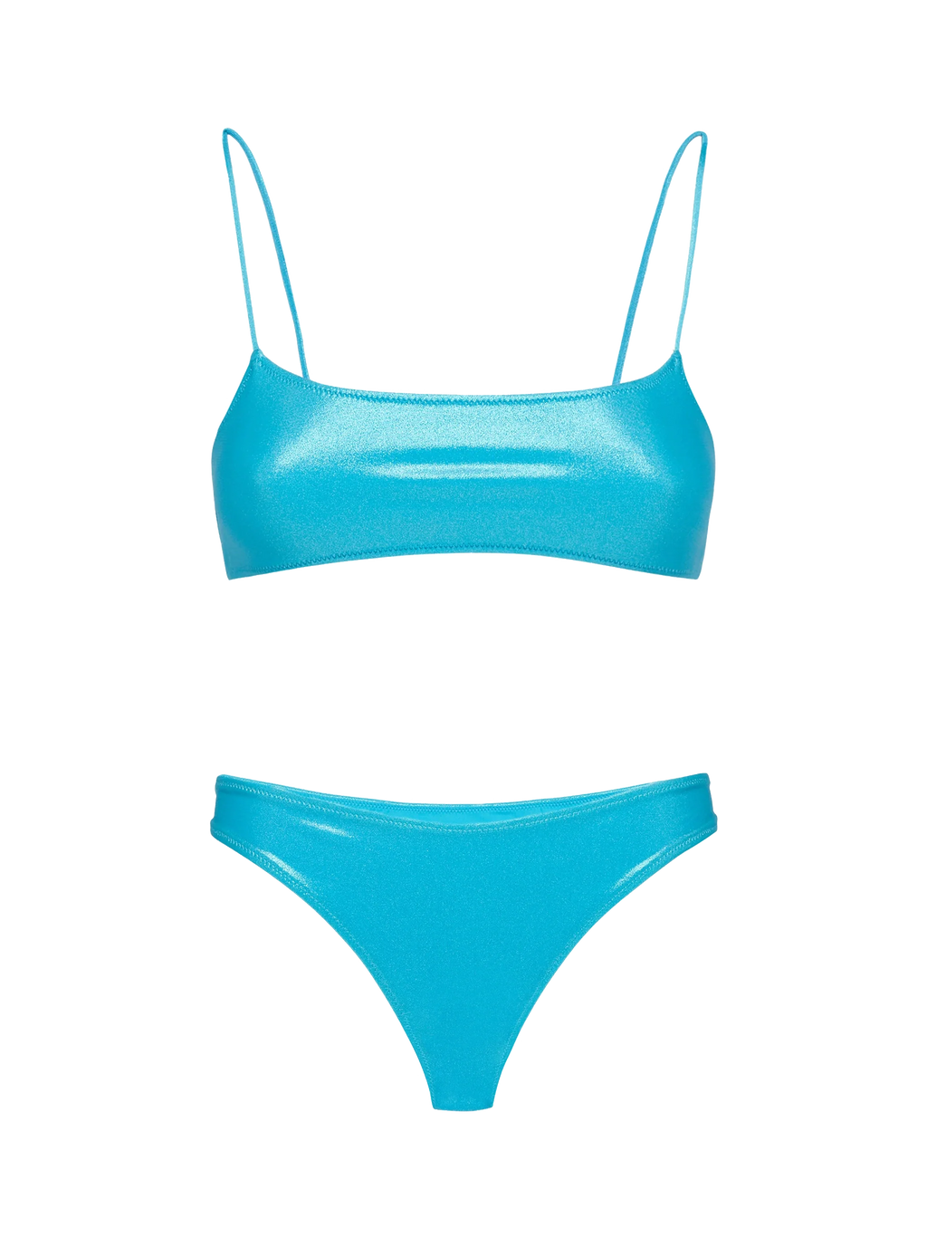Bikini bralette Sadie Lido turchese in tessuto lucido