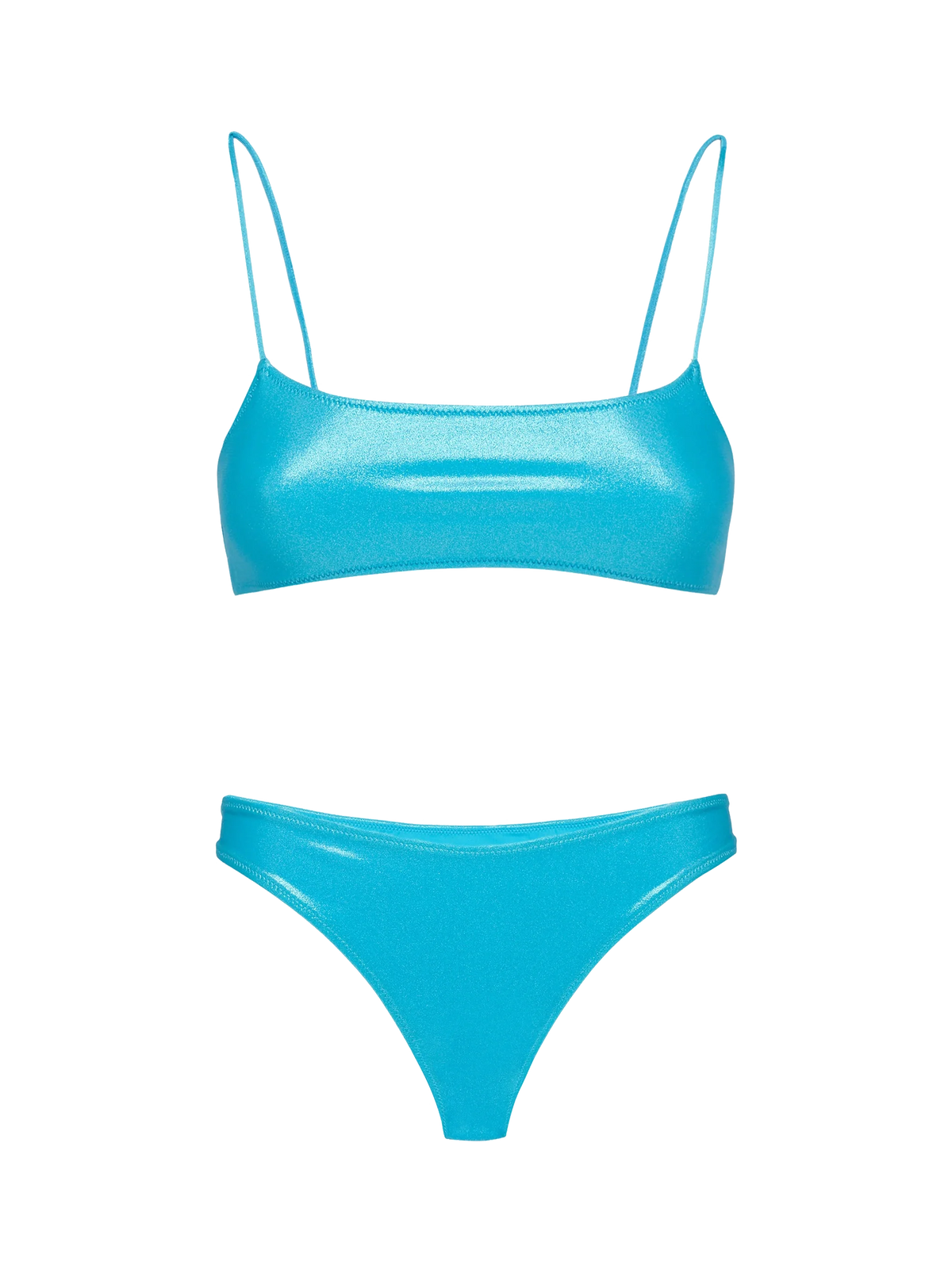 Bikini bralette Sadie Lido turchese in tessuto lucido