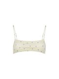 Top bikini bralette Sadie bianco panna con stampa pois