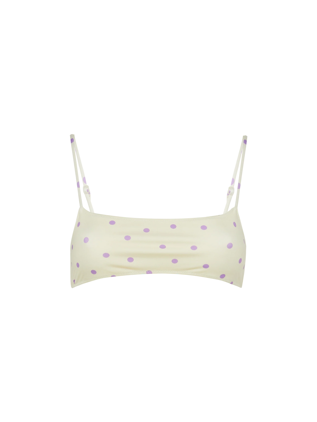 Top bikini bralette Sadie bianco panna con stampa pois