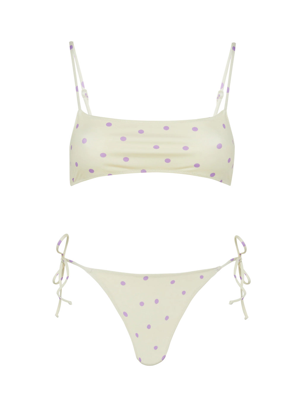 Bikini bralette Sadie Marielle bianco panna con stampa pois