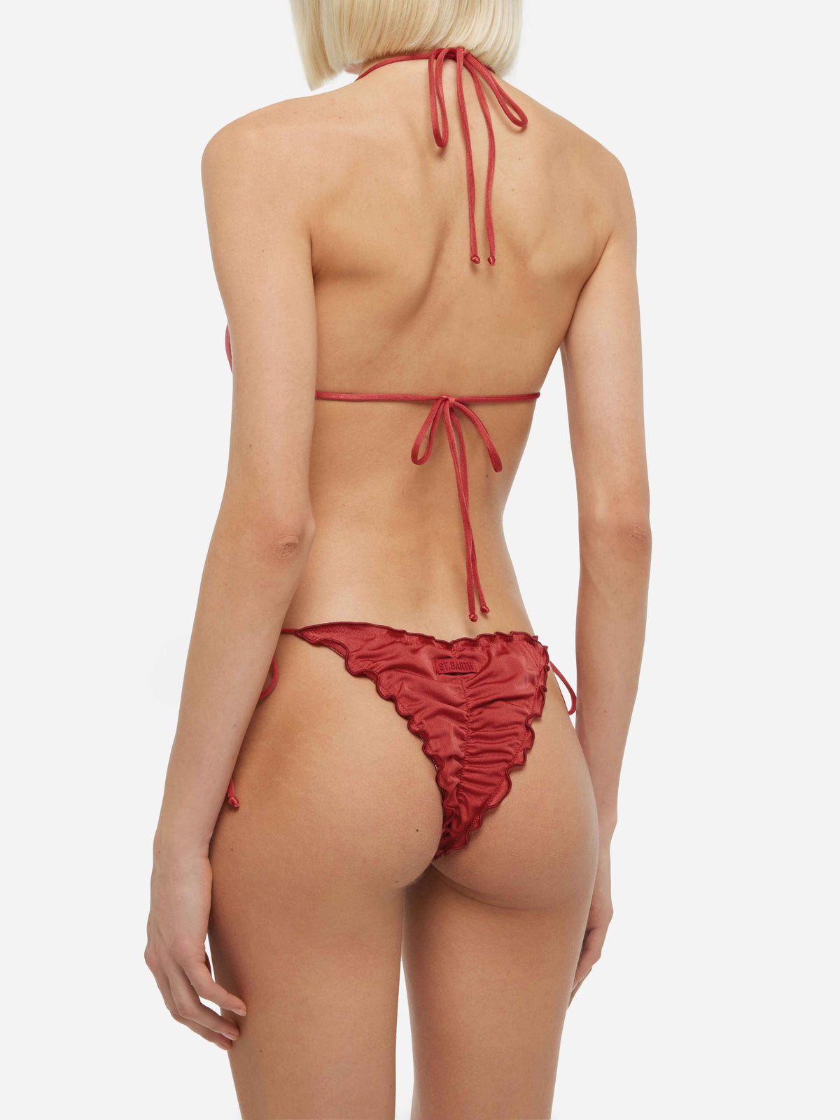 Bikini a triangolo Sagittarius Miami rosso mattone in tessuto lucido