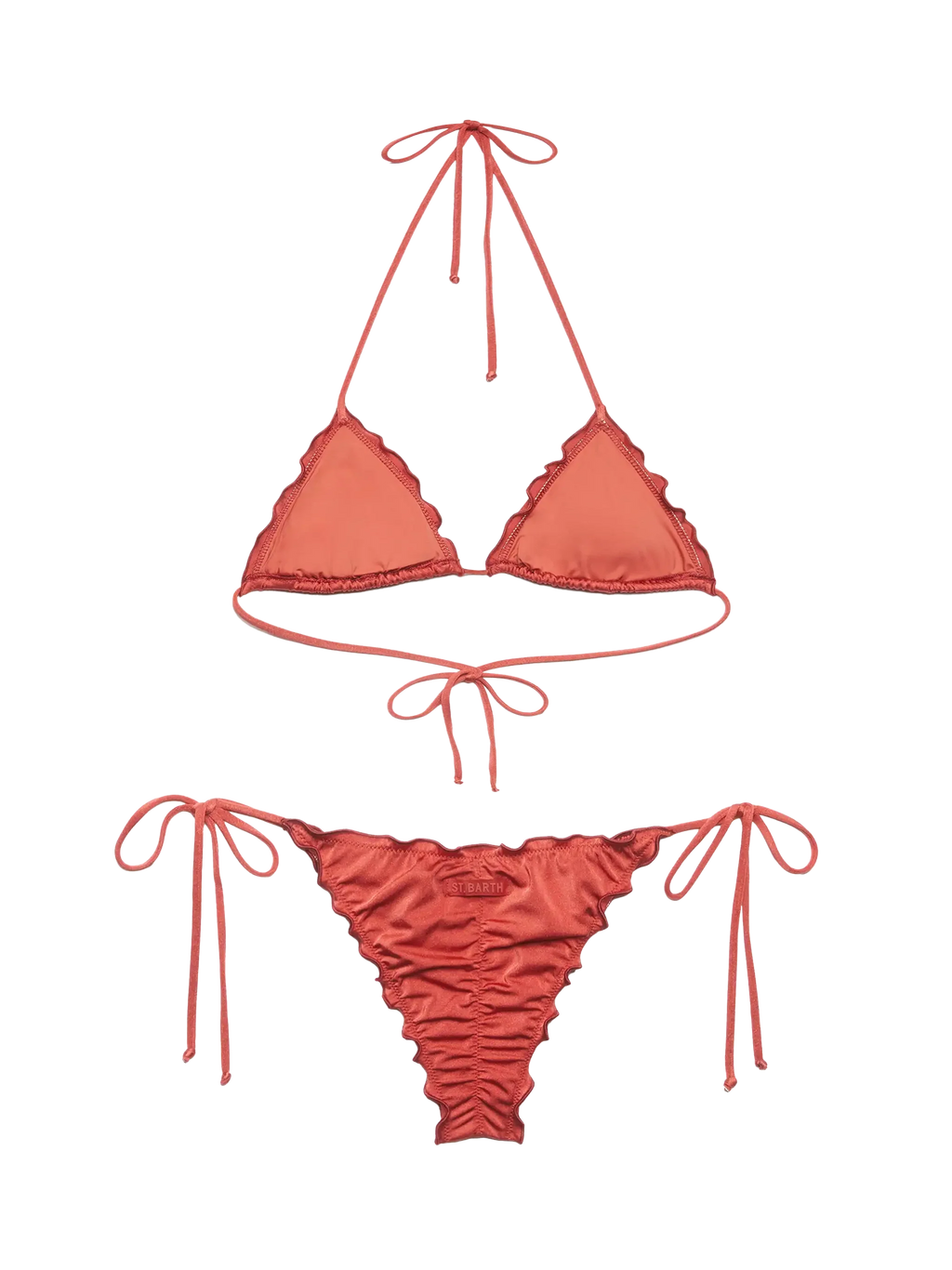 Bikini a triangolo Sagittarius Miami rosso mattone in tessuto lucido