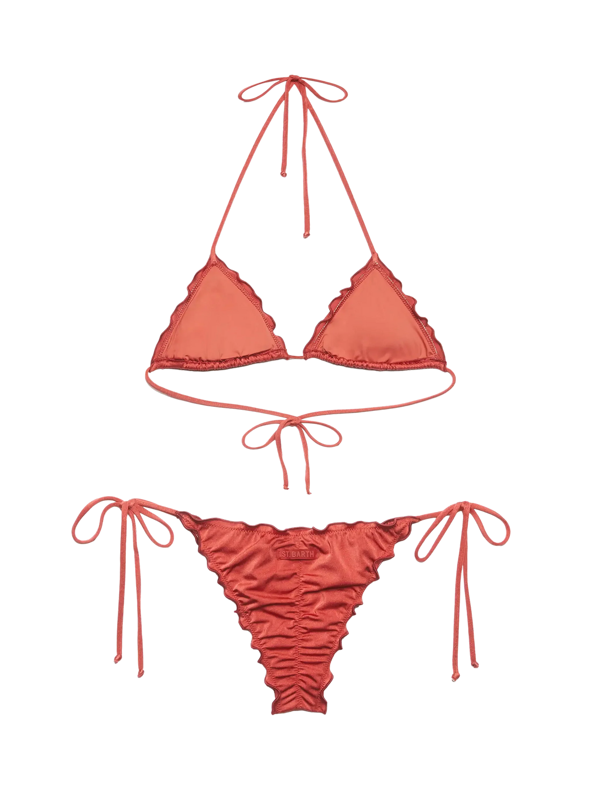 Bikini a triangolo Sagittarius Miami rosso mattone in tessuto lucido