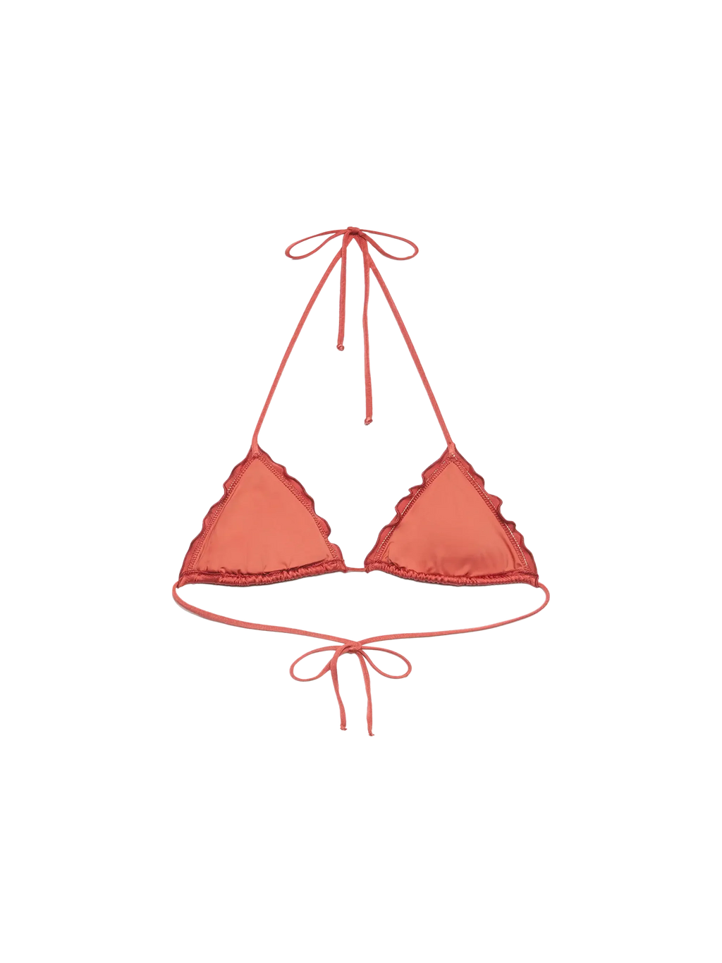 Top bikini a triangolo Sagittarius rosso mattone in tessuto lucido