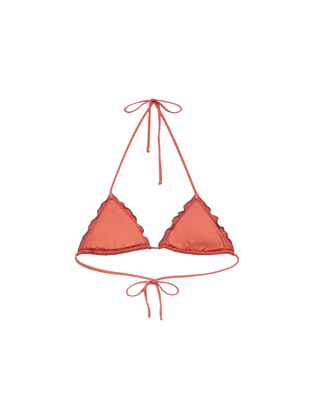 Top bikini a triangolo Sagittarius rosso mattone in tessuto lucido