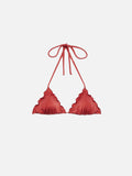 Top bikini a triangolo Sagittarius rosso mattone in tessuto lucido