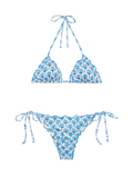 Bikini a triangolo Sagittarius Miami bianco panna e azzurro con stampa floreale