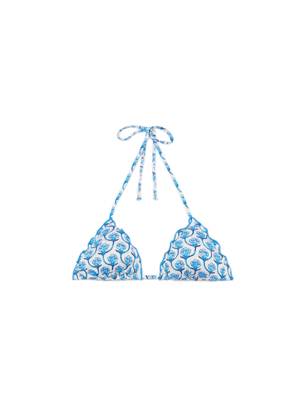 Top bikini a triangolo Sagittarius bianco panna con stampa floreale geometrica