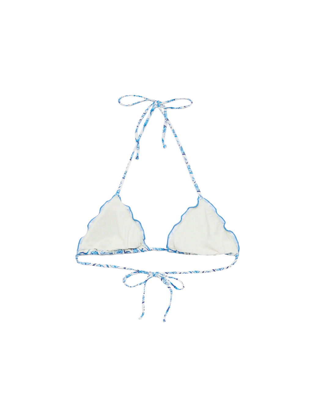 Top bikini a triangolo Sagittarius bianco panna con stampa floreale geometrica