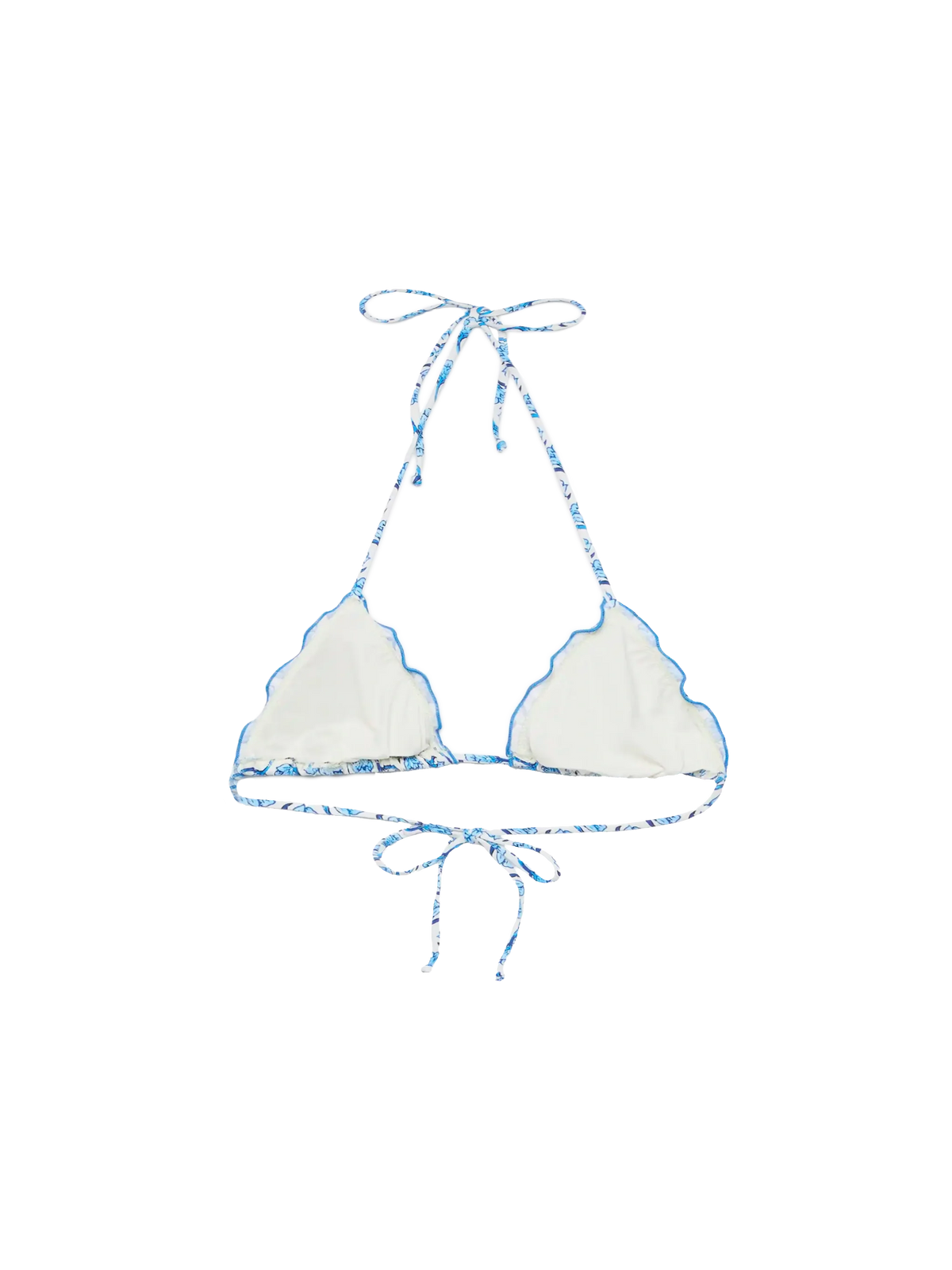 Top bikini a triangolo Sagittarius bianco panna con stampa floreale geometrica