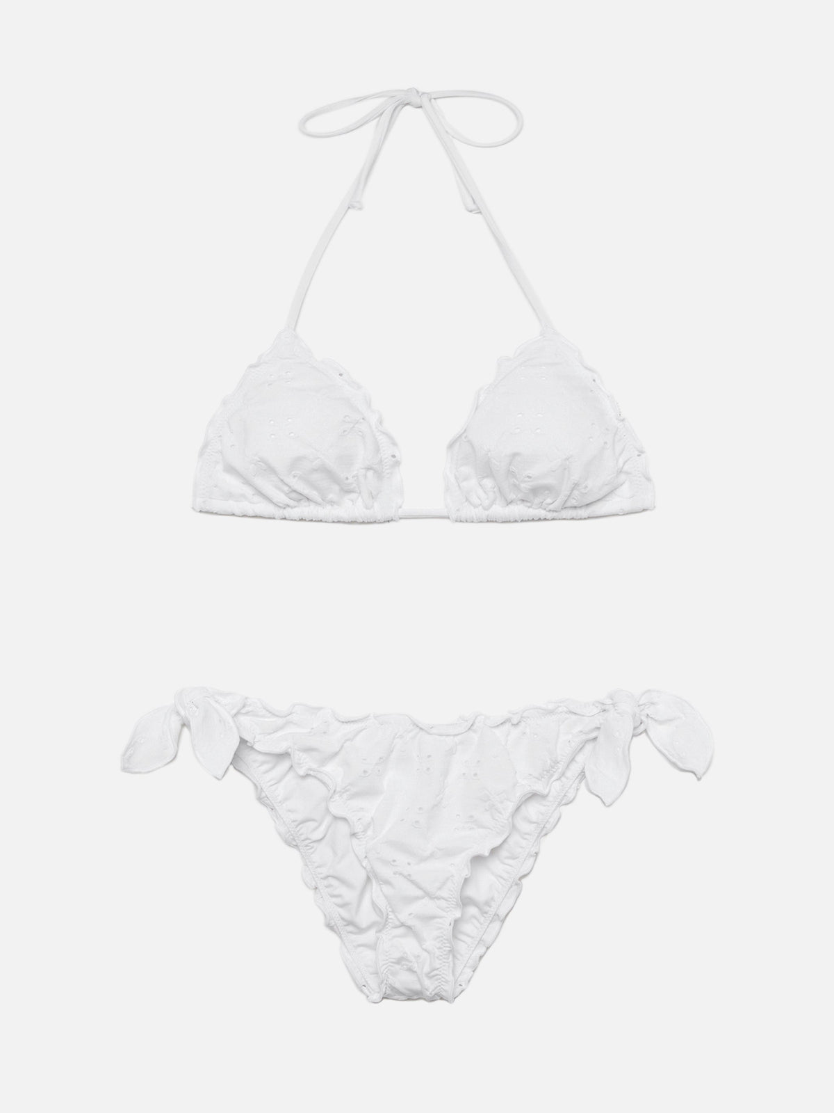 Bikini a triangolo Sagittarius Moon bianco in sangallo