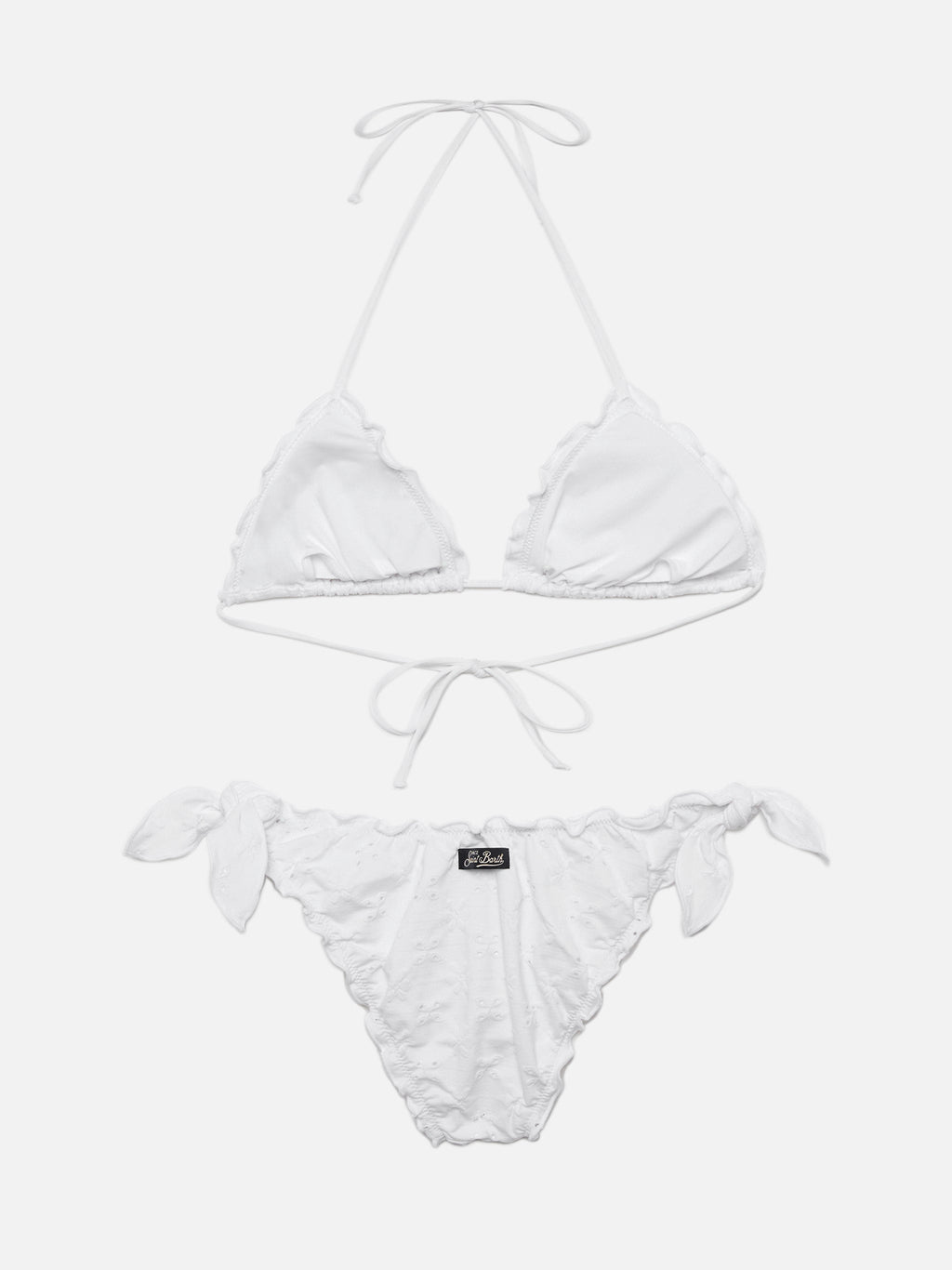 Bikini a triangolo Sagittarius Moon bianco in sangallo