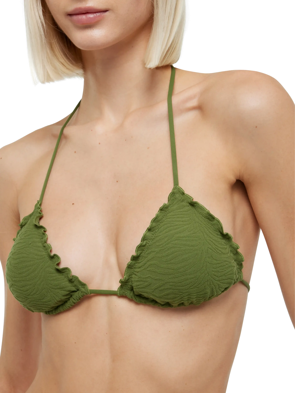 Top bikini a triangolo Sagittarius con motivo zebrato in rilievo