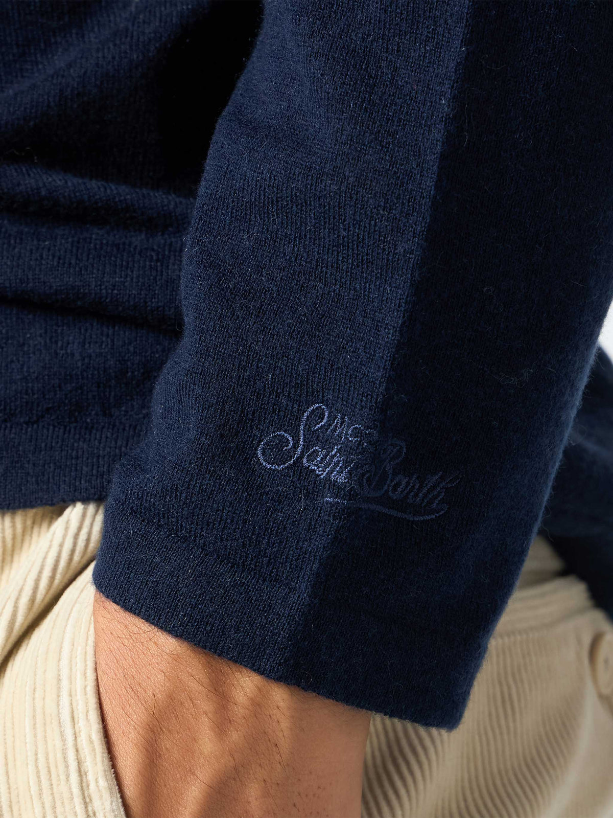 T-shirt in maglia Scott Long blu navy a maniche lunghe product image 4