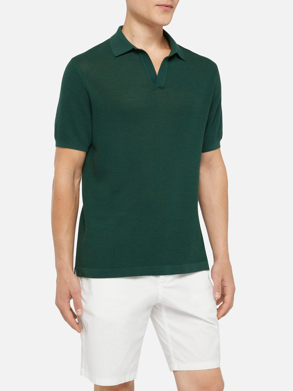 Polo in maglia Sloan Cotton verde british a rete product image 1