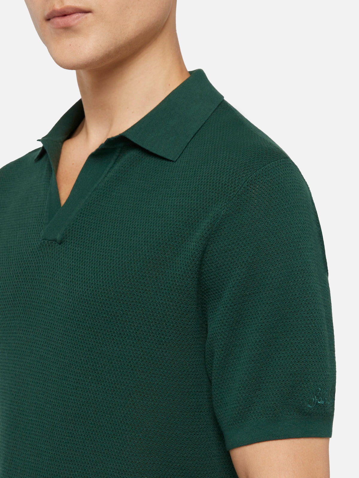 Polo in maglia Sloan Cotton verde british a rete product image 2