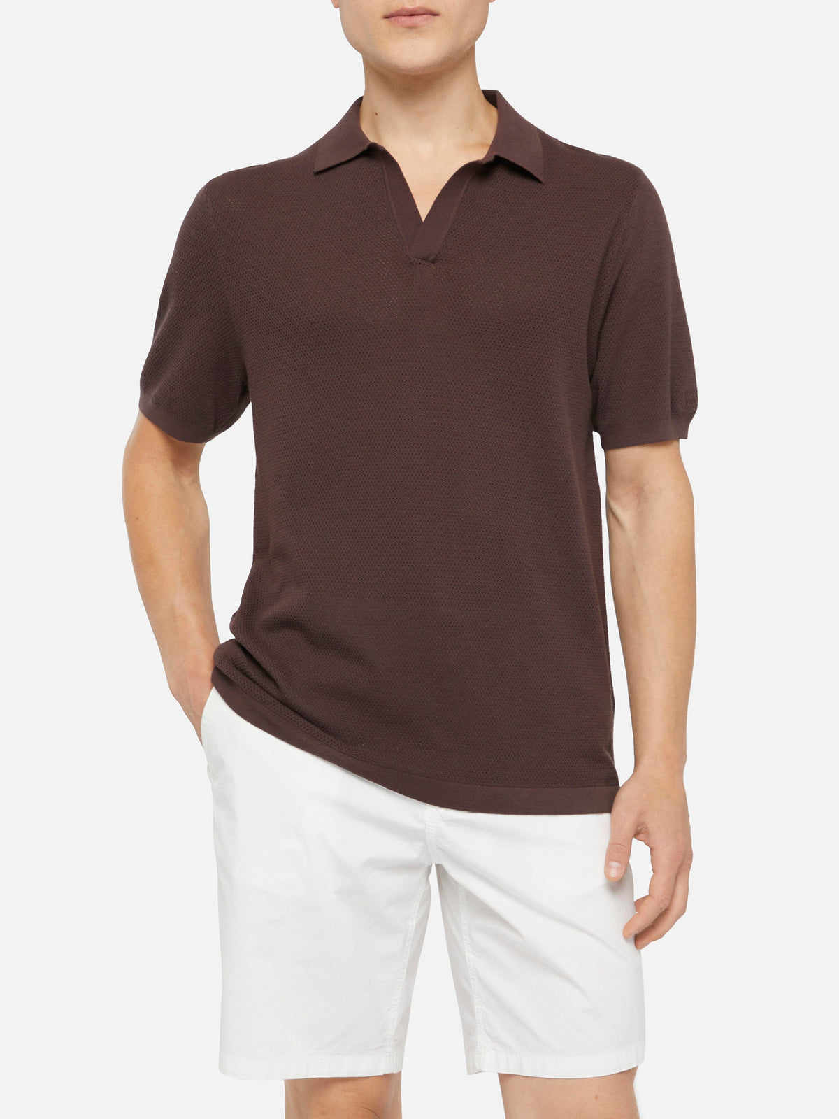 Polo in maglia Sloan Cotton marrone a rete product image 1