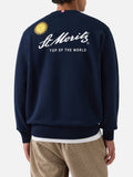 Felpa Soho blu navy in cotone con stampa St. Moritz sul product image 1