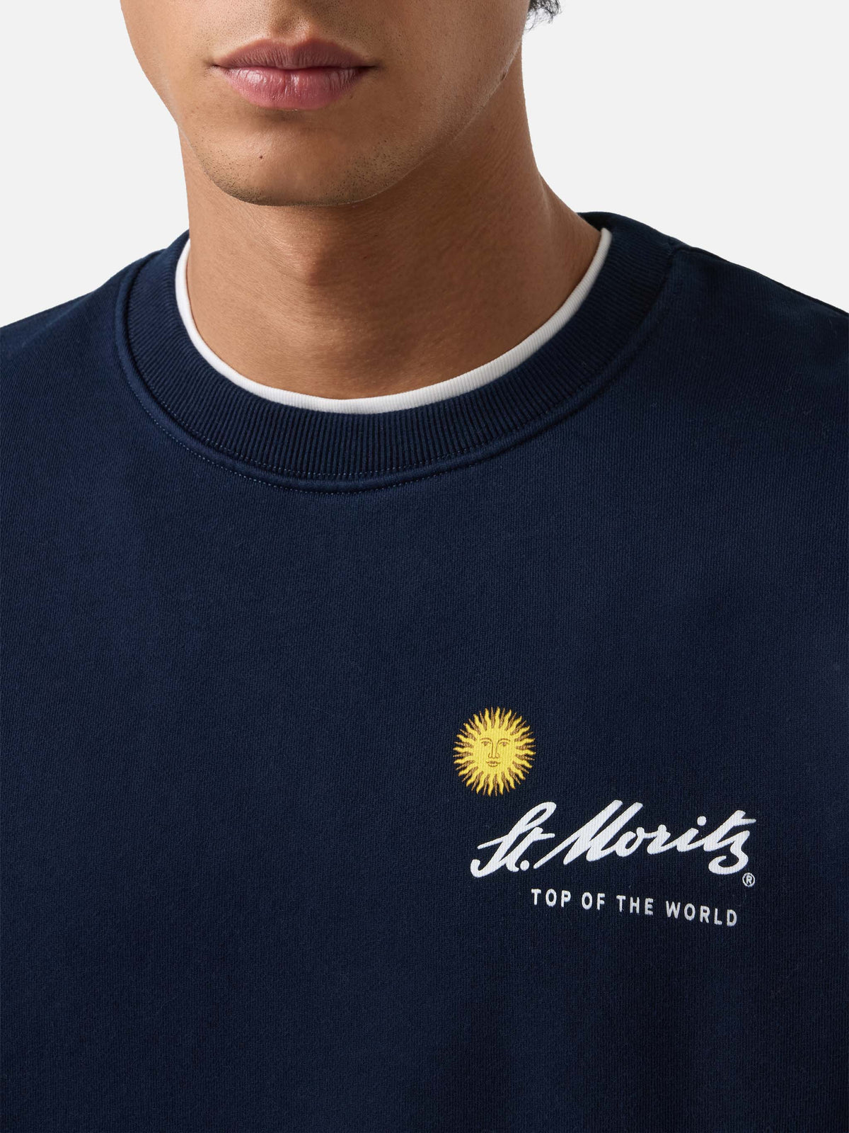 Felpa Soho blu navy in cotone con stampa St. Moritz sul product image 2