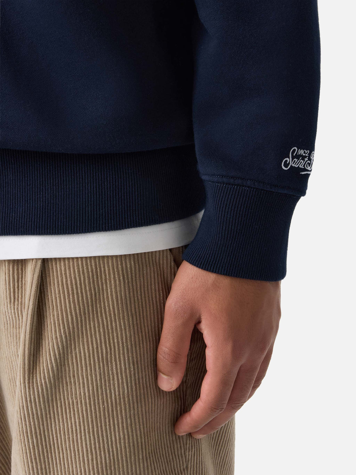 Felpa Soho blu navy in cotone con stampa St. Moritz sul product image 3