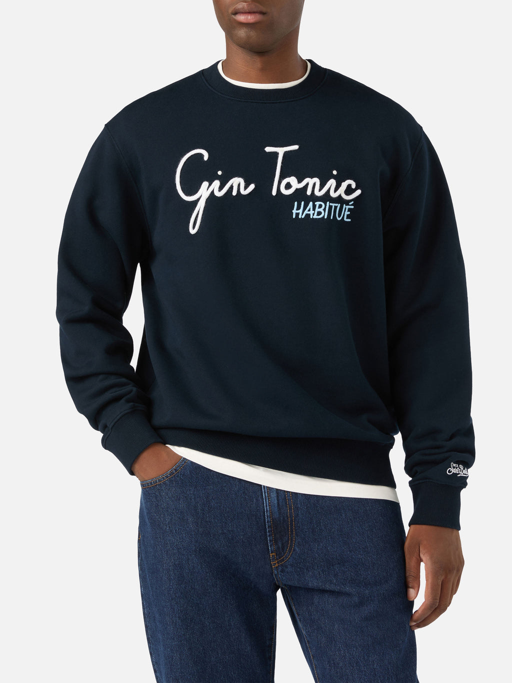 Felpa Soho blu navy in cotone con ricamo Gin Tonic Habitué product image 2