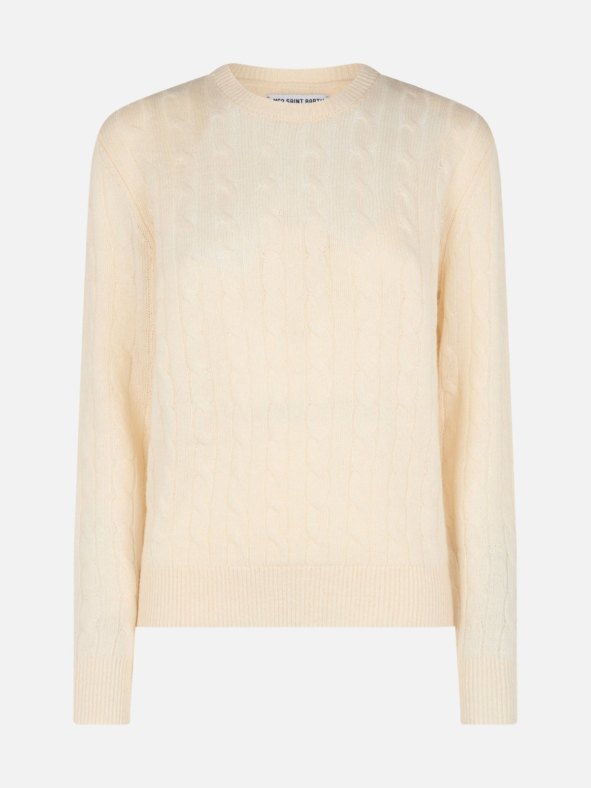 Maglione Sorbonne bianco panna a trecce
