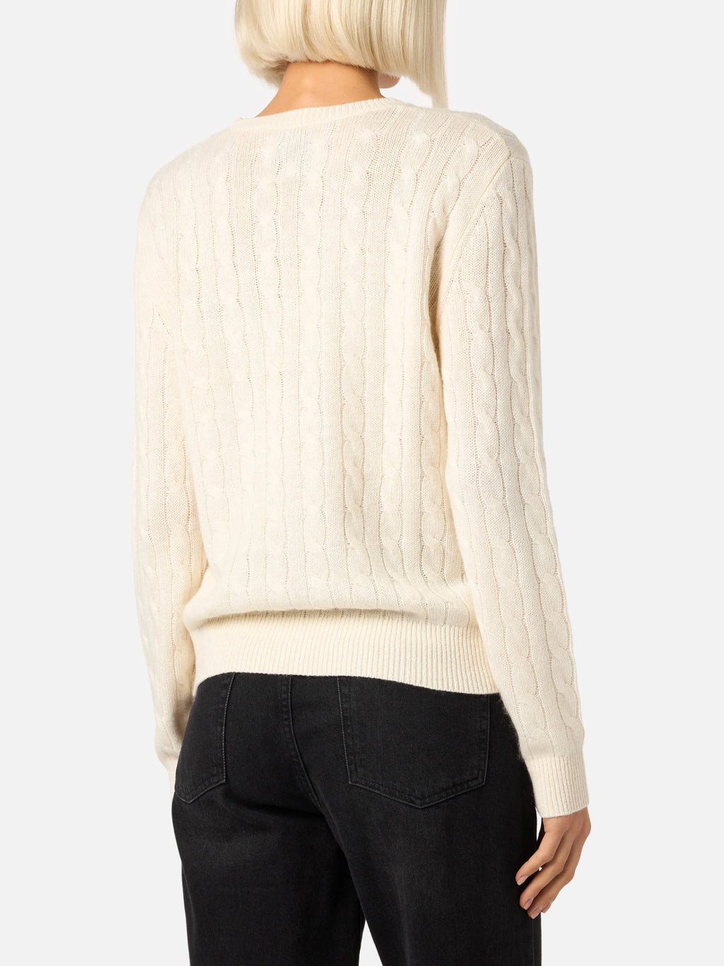 Maglione Sorbonne bianco panna a trecce