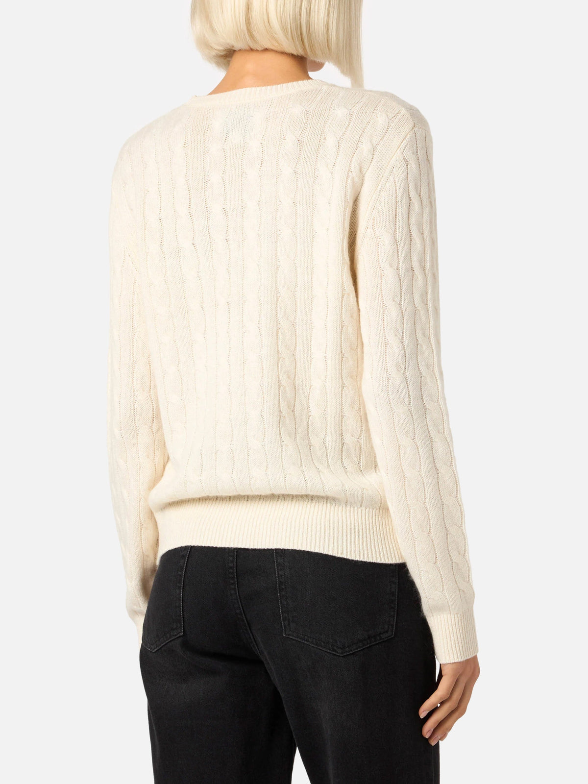 Maglione Sorbonne bianco panna a trecce
