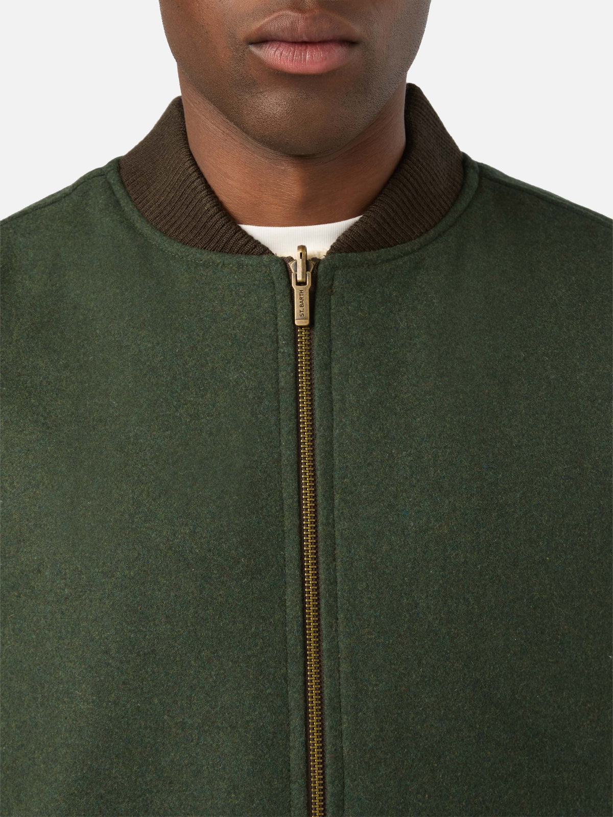 Gilet Spencer verde militare reversibile in misto lana