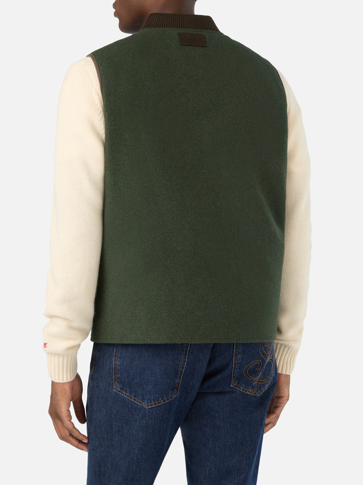 Gilet Spencer verde militare reversibile in misto lana