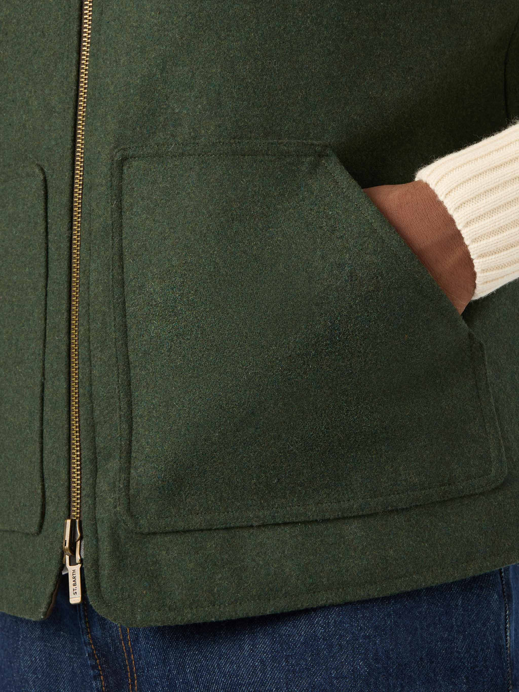 Gilet Spencer verde militare reversibile in misto lana