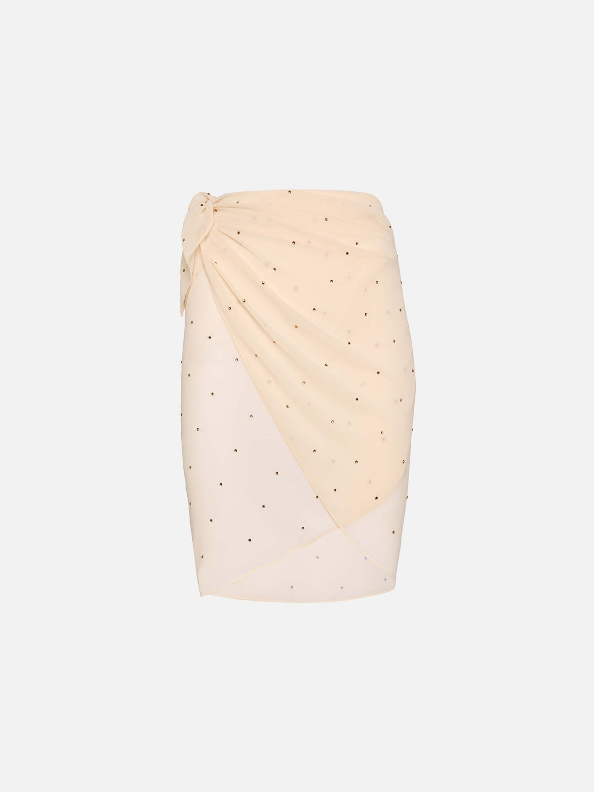 Pareo Sery bianco panna in georgette con strass