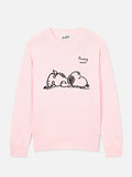 Maglia girocollo Tessa rosa in misto lana e cashmere con intarsio Snoopy | Special edition