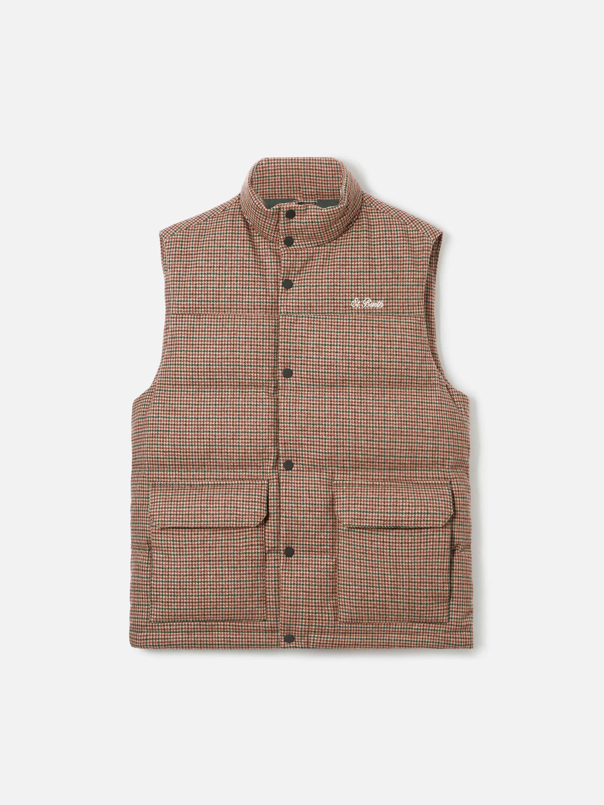 Gilet imbottito Thunder verde scuro con motivo pied de poule