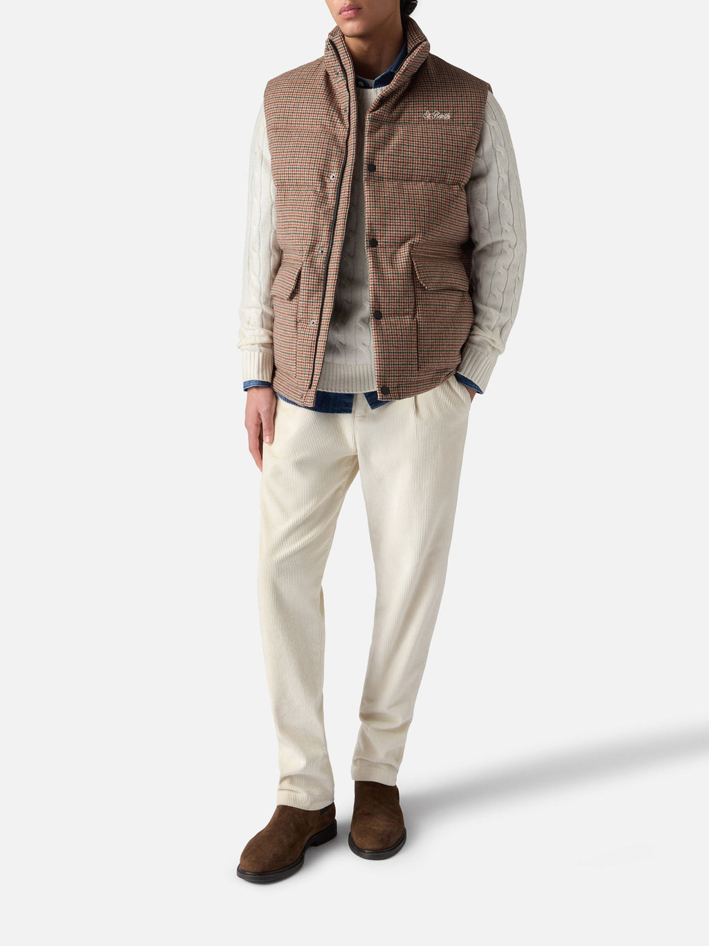 Gilet imbottito Thunder verde scuro con motivo pied de poule