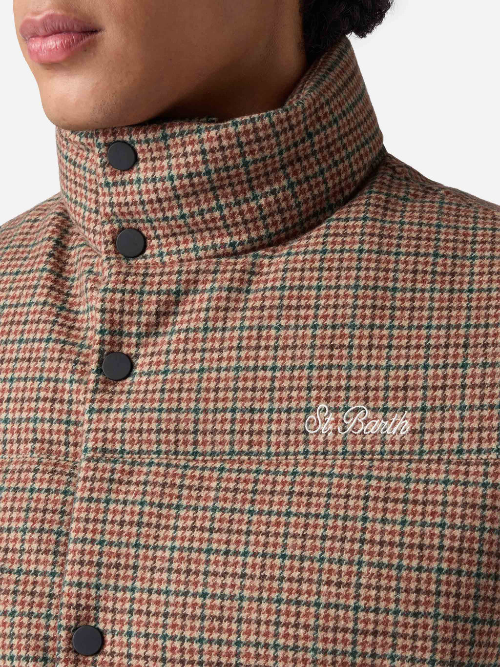 Gilet imbottito Thunder verde scuro con motivo pied de poule